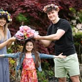 Getting ready for the first ever Mad Hatters Day at Garden Show Ireland 2023 are Theo Neal, Anna Hasslet and Soley Laverty. Picture: Press Eye.