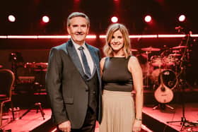 Donna Taggart from County Tyrone with Daniel O'Donnell during recording for the new series of 'Opry le Daniel' due to begin on TG4 on Thursday 29 October at 10.30pm. Donna will be appearing on the show on November 26. The series will also be available on the TG4 Player