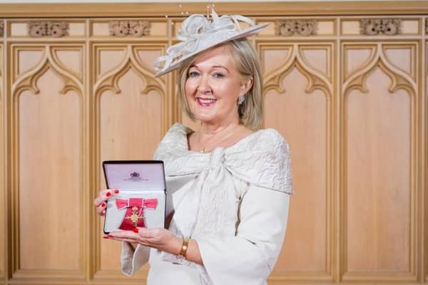 Kathleen O'Hare received an OBE from Princess Anne for services to education.