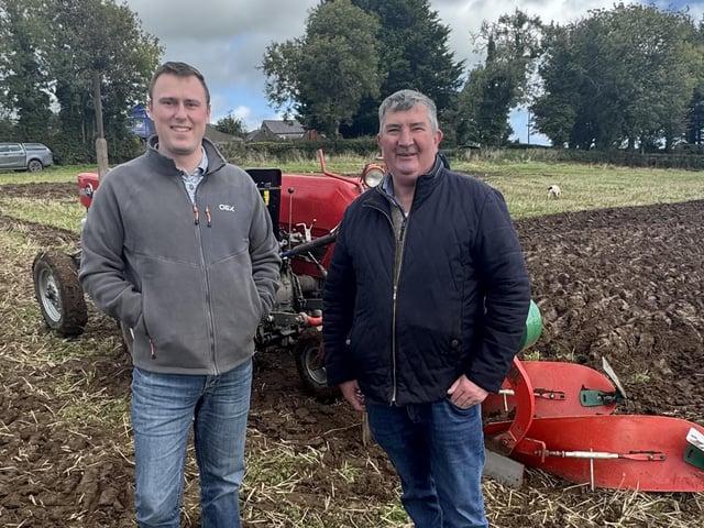 Host James Baird welcomed fellow Alderman and Listooder Ploughing Society supporter Callum Bowsie to the ploughing match