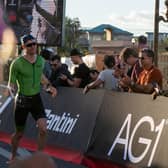 Simon Logan finishing the Ironman event. Credit: Submitted