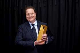 Honoree Brendan Fraser, recipient of the TIFF Tribute Award for Performance presented by IMDbPro for 'The Whale,', poses backstage at the TIFF Tribute Awards Gala during the 2022 Toronto International Film Festival at The Fairmont Royal York Hotel on September 11, 2022 in Toronto, Ontario. (Photo by Unique Nicole/Getty Images)