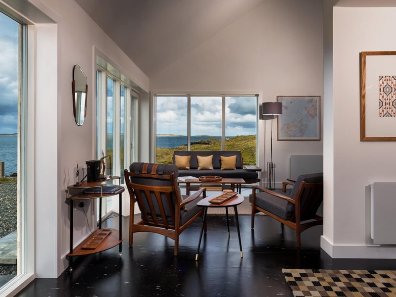 The living area in the Big House perfectly compliments the coastal setting.