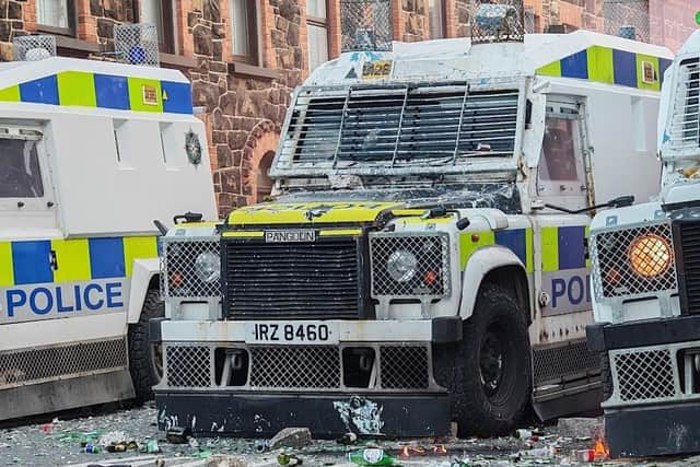 Police responding to disorder in Ballymena in June. Photo: Pacemaker