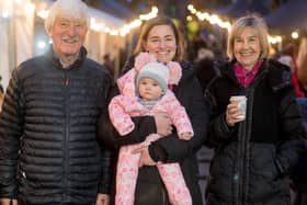 Grandparents Phillip and Sandra Grimason with Amy and baby Margot McIlroy