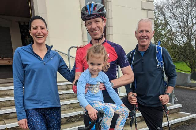 Pledging to put in the miles for Africa during May, are members of Legacurry Presbyterian Church’s Congregation  Mary-Ann Jess, Phil Bown, Elizabeth Jess (front) and Joe Crawford