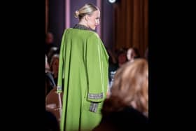 The event showcased the stunning new collection from Larne fashion designer Geraldine Connon, including high-end bespoke clothing on loan with special permission from Geraldine’s private clients, and a number of retro pieces from the early days of her career.