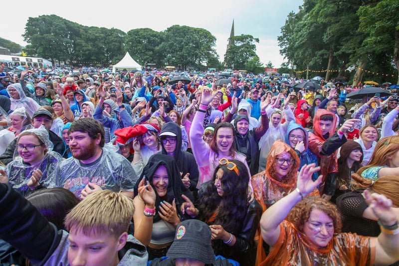 The crowd joining in with Scouting for Girls at Glenarm Castle Estate .Photo by: Paul Faith