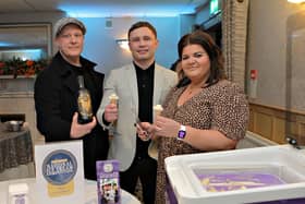 Paul Lawther, Co-Founder & Director Stablemate Premium Irish Whiskey with Carl Frampton MBE and Daniella Morelli, Morelli's Ice Cream
