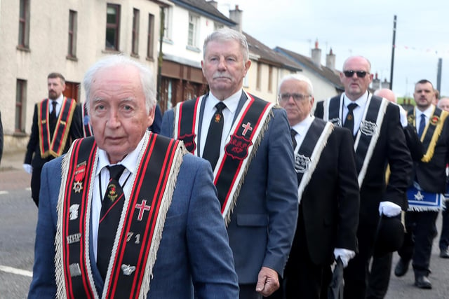 Members and visitors from Garvagh Star of Bethlehem RBP 504 pictured during their annual church parade to Garvagh First Presbyterian Church on Sunday evening