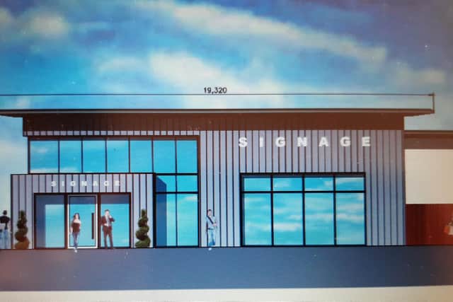 Planning permission has been approved for a proposed new Lidl supermarket at Belfast Road, Carrickfergus including demolition of the existing premises and construction of a replacement store with new drive-through cafe, accesses and landscaping. Picture: Clarman Architects