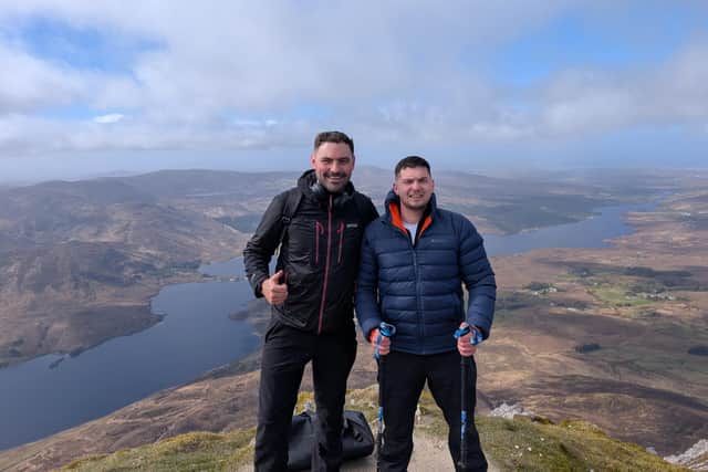 Causeway Coast DJs Darran Wallace and Robbie Dani who are taking on a 12 mountain challenge in aid of AWARE. CREDIT DARRAN WALLACE
