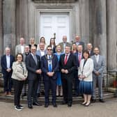 Lord Mayor of Armagh City, Banbridge and Craigavon Alderman Stephen Moutray with Permanent Secretary of the Department for the Economy, Ian Snowden, and representatives from all of the partner organisations involved in the new LEP.