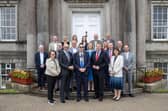 Lord Mayor of Armagh City, Banbridge and Craigavon Alderman Stephen Moutray with Permanent Secretary of the Department for the Economy, Ian Snowden, and representatives from all of the partner organisations involved in the new LEP.