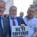 Pictured at the A5 public inquiry are Sinn Féin's Conor Murphy and local MLA Colm Gildernew.