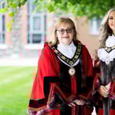 The Mayor of Antrim and Newtownabbey, Councillor Leah Kirkpatrick (right), with Deputy Mayor, Councillor Julie Gilmour. Photo provided by Antrim and Newtownabbey Borough Council.