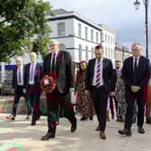 DUP representatives laid a wreath at the war memorial in Londonderry this morning marking the 80th Anniversary of the D-Day landings.