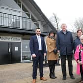 Cllr Timothy Gaston; Katrina Morgan, director of community; Lord Caine; Cllr Maureen Morrow; Lindsay Houston, manager, parks and open spaces; the Deputy Mayor, Cllr Beth Adger MBE and Ald Gerardine Mulvenna.