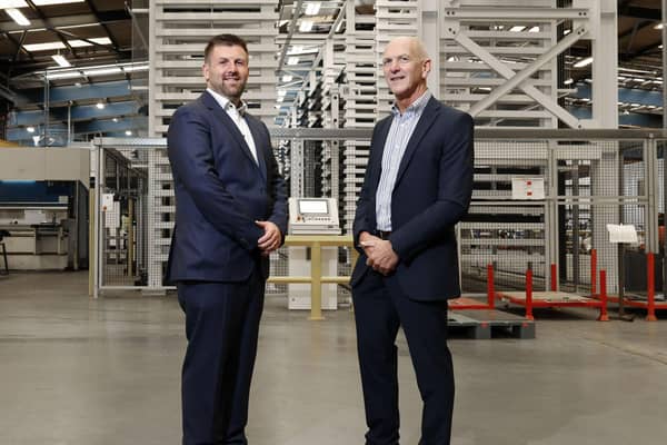 Pictured (L-R) are Mark Hutchinson, CEO of Hutchinson Engineering and George McKinney, Invest NI Director of Technology, Services & Scaling.