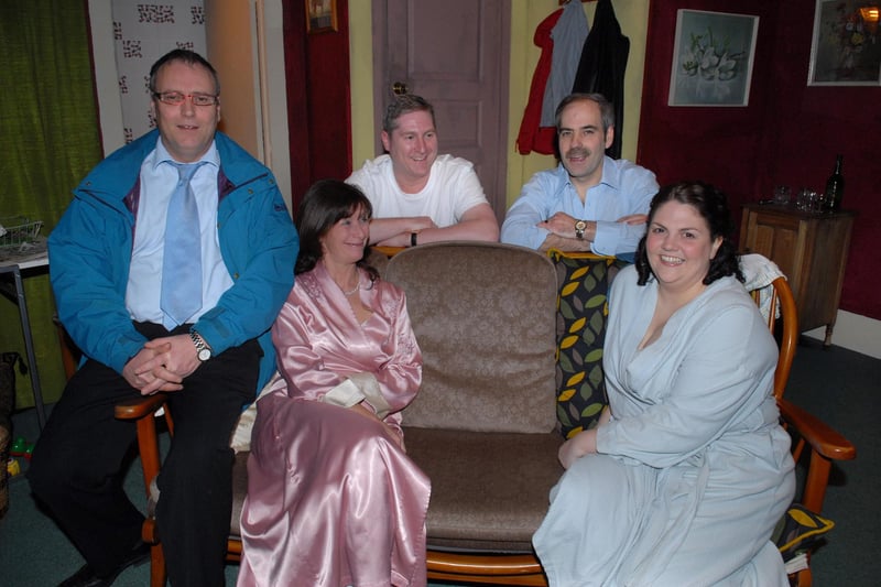 The opening play of Larne Drama Festival in 2009 was the Clarence Players' production of Alan Ayckbourn's 'How the Other Half Loves'. Pictured are Mark Caughey, Jackie Wilson, Sam Thompson, David Humphries and Laura Kennedy.