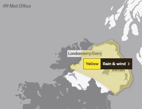 A yellow weather warning is in place for wind and rain.