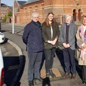 Pictured l-r: Ken Abraham, Assistant Curator, N&M Museum; Erin McElhinney, Ulster Architectural Heritage; Noel McCune, Riverside Church; and Linda McKenna, NMDDC Heritage Officer.