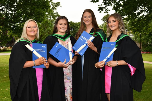 Congratulations to Abigail Thom from Cookstown, Anna Gamble from Dungannon, Caitlin Walker from Newmills and Aoife Devlin from Cookstown who all opted to study local to attain degree qualifications. The students graduated from CAFRE with Ulster University validated programmes in Food Technology and Food Innovation and Nutrition which they studied at Loughry Campus, Cookstown.