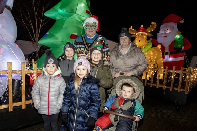 The Mayor and some of the people who turned out to see the Ballymoney Christmas lights switch-on