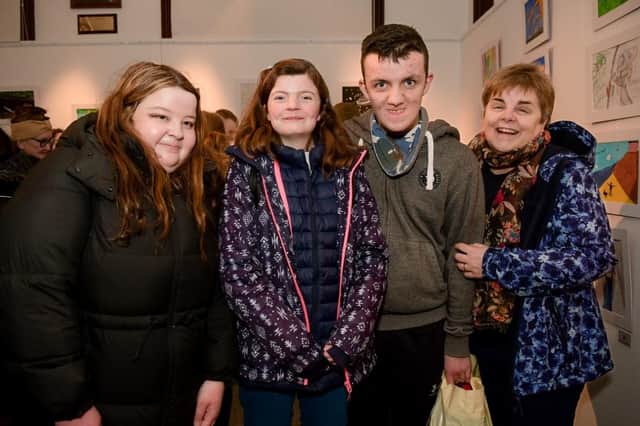 Attending the official opening of the Roddensvale art exhibition at Larne Museum and Arts Centre.