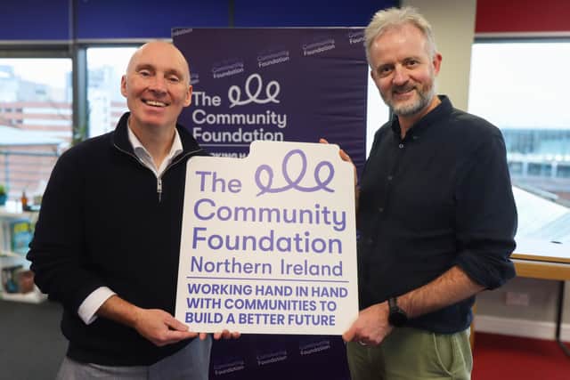 Stephen Moore from the Goodyear Community Fund  with Richard Rodgers, Grants manager at the Community Foundation for Northern Ireland