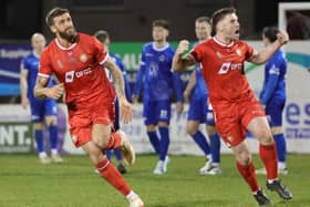Steven McCullough’s deflected free kick earned a point for Portadown