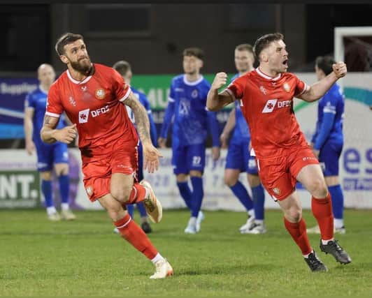 Steven McCullough’s deflected free kick earned a point for Portadown