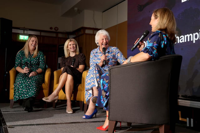 Host Claire McCollum treats the audience to a special interview with guests Elaine Rice, Julie Nelson BEM and guest of honour Lady Mary Peters.