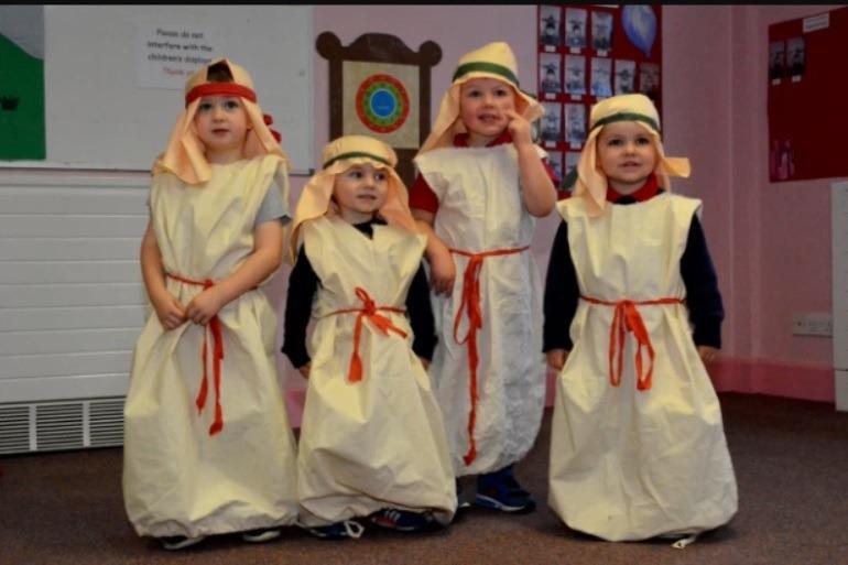 The shepherds from the Woodburn Playgroup Nativity play in 2014.