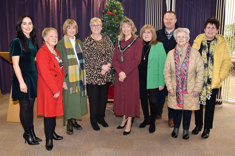 Mayor of ABC Council, Alderman Margaret Tinsley pictured with workers and volunteers at the annual Light up a Life ceremony at Craigavon Civic Centre on Wednesday. PT50-237.