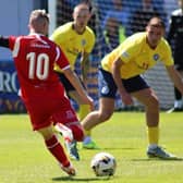 Ryan Mayse bears down on the Stranraer goal