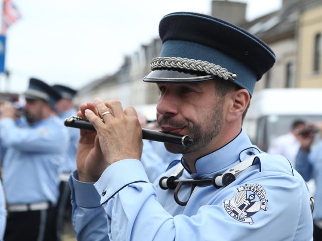 Keeping in tune during the Larne parade.
