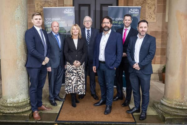 Lisburn & Castlereagh City Council DBEC elected members and Chief Executive pictured with the Co-chairs of the DBEC Partnership