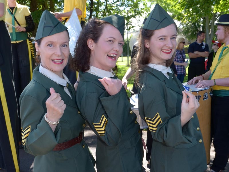 Shirley Smith, Caragh Reid and Heather Murray at the the Larne Alive 75th anniversary parade. INLT 25-438-PR