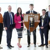 The Mayor of Lisburn Councillor Kurtis Dickson celebrated the success of the Wallace High School rugby team at a special reception. Pic credit: LCCC