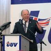 Jim Allister speaking at a previous TUV party conference in Cookstown