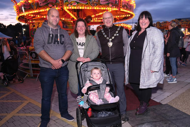 Chair of Mid Ulster District Council, Councillor Dominic Molloy, meets up with some of the many people who enjoyed this year's Luminara.