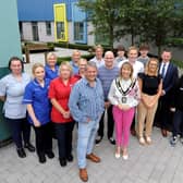 The Lord Mayor, Ald Margaret Tinsley at the official opening of Blossom Children’s Ward Garden with representatives from Armagh City, Banbridge and Craigavon Borough Council, Portadown Wellness Centre, Seagoe Youth Group and Craigavon Area Hospital staff. (Pic: Contributed).