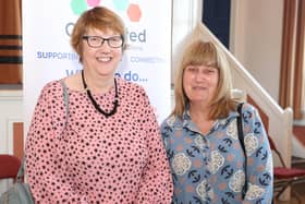 Anne Barnes and Sheena Hunter from Ballywatt Presbyterian Women Crafters Group at the civic reception in Ballymoney Town Hall.