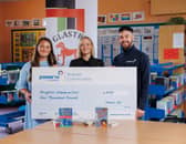 Glastry College teacher Megan Munn, Vice Principal Katrina Harris, and Power NI's Barry Rogan