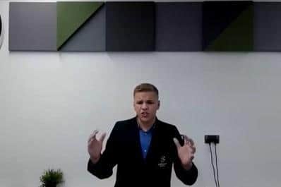 Hudson Jones, a Year 11 student at OneSchool Global’s Knockloughrim Campus, who took part in a unique virtual debate which drew an audience of over 15,000 students, teachers and parents from across the world.
