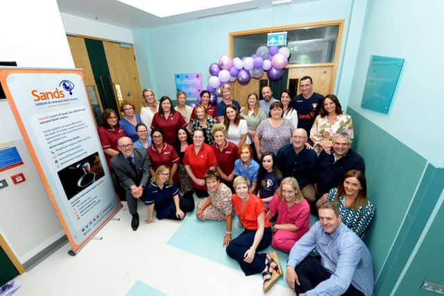Those who attended the opening of ‘The Butterfly Suite’, including SHSCT midwifery staff, Sands representatives and bereaved parents. Photo courtesy of Southern Health Trust