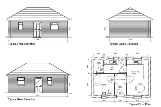 Each amenity building will contain a bathroom, dining/kitchen area and a utility room and a store. Image: ABC planning portal