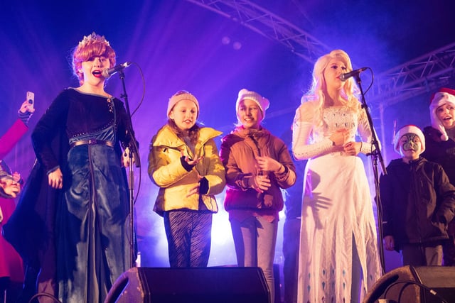 Pictured performing at the Dungannon Christmas Lights Switch On event.