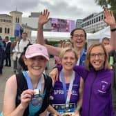 Roberta McKenzie, Pauline Duke, Sylvia Pollock, Liz Dowey, Richard Pollock and Alanna Millar at the Oslo Marathon. Credit David McGaffin